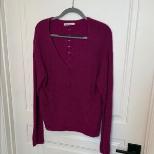 Aritzia V-Neck Sweater - Deep Pink